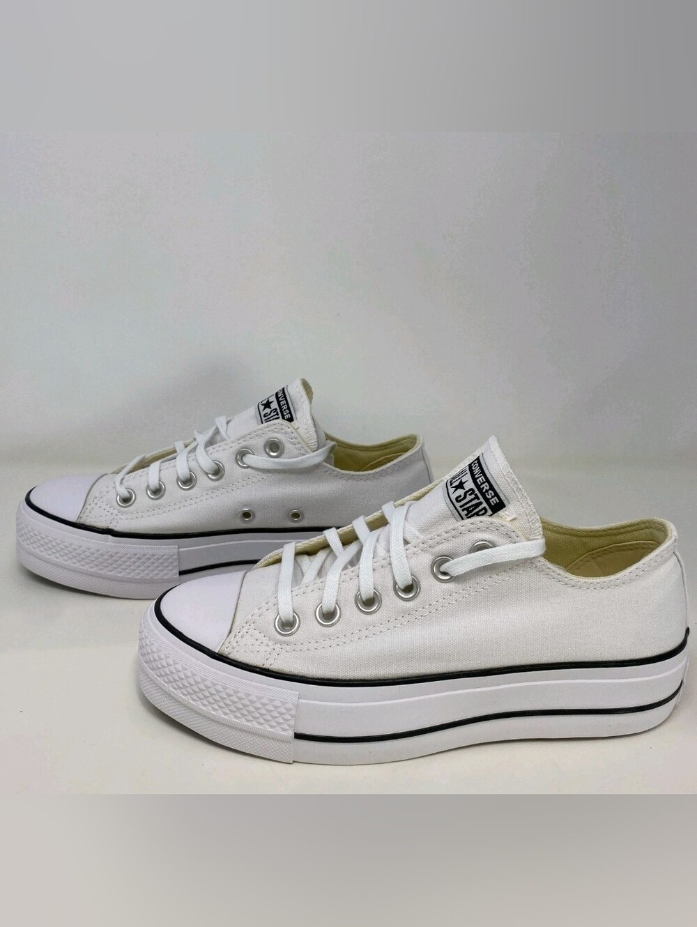 Converse White Lift Platform Low-Top Canvas Sneakers